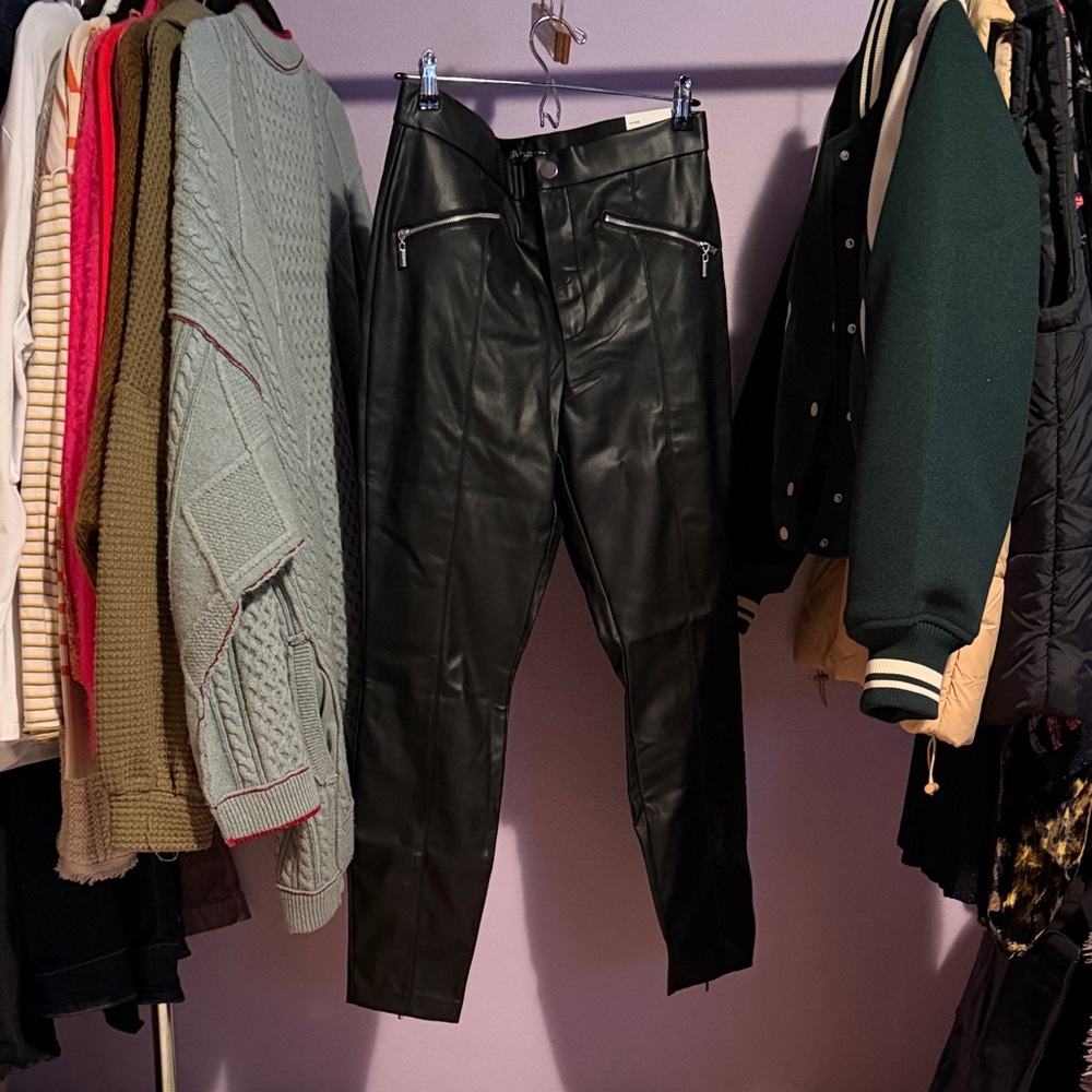 Zara Black Faux Leather Leggings